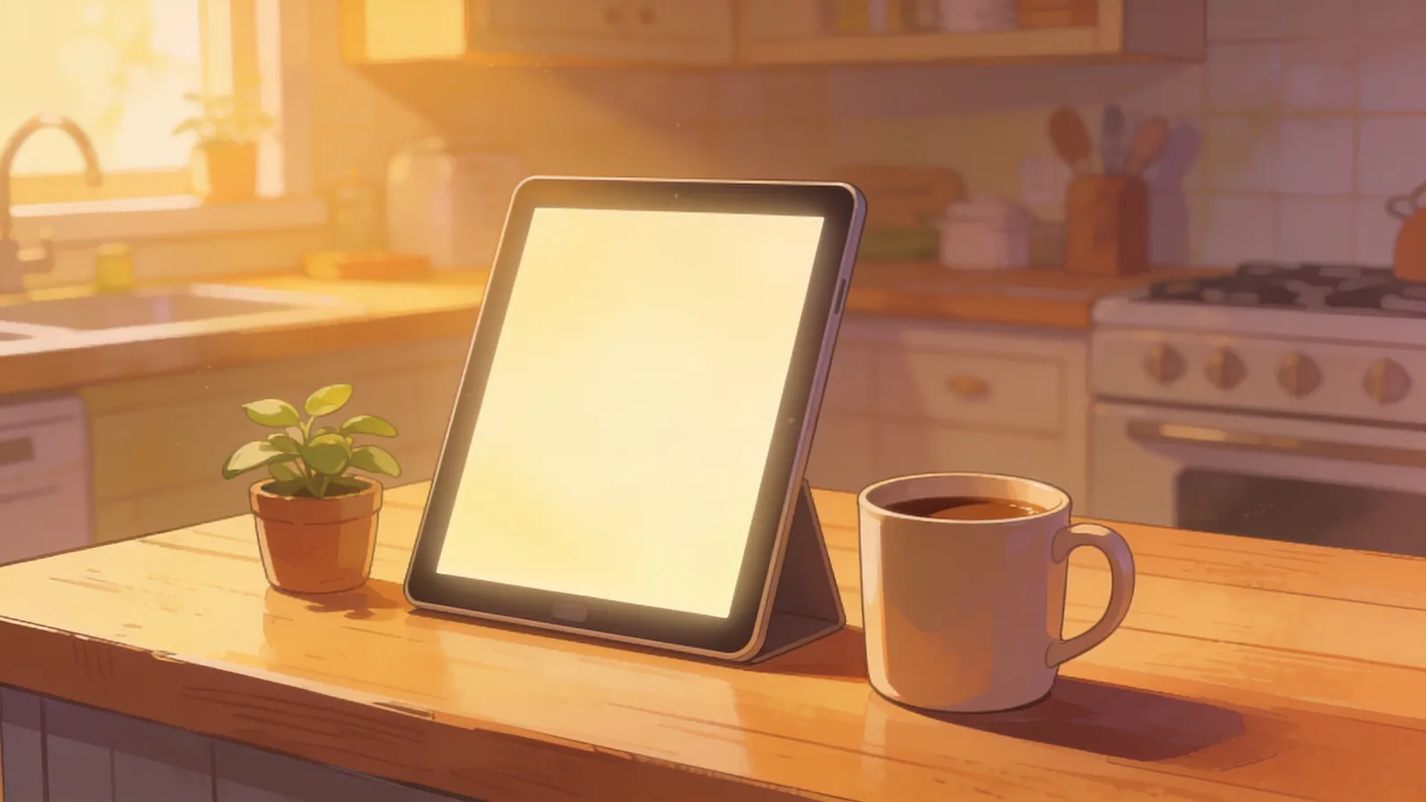 FamilyCare.Help open on a tablet on a kitchen counter